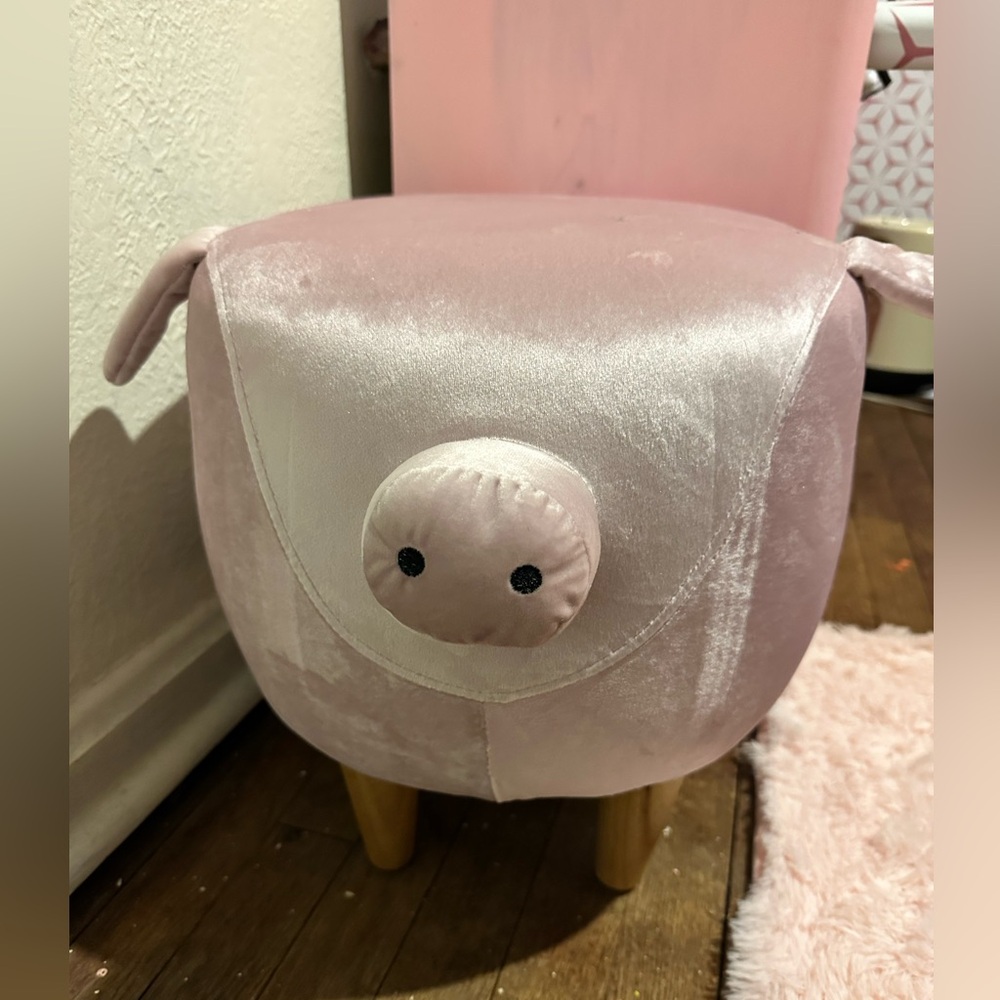 Pink Plush Pig Footstool